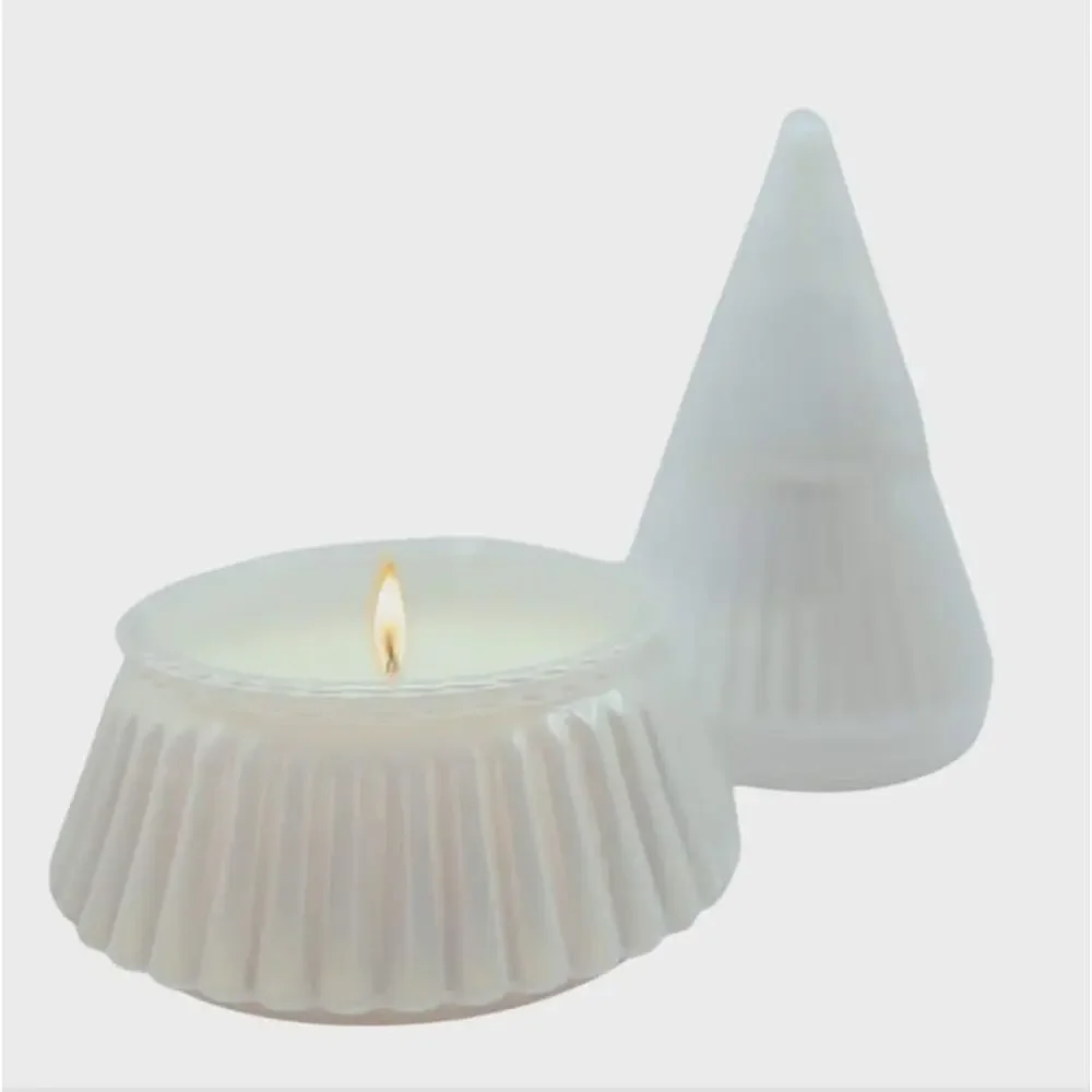 NEW! Winter Wonderland White Glass Tree Christmas Candle Holiday Tabletop Decor